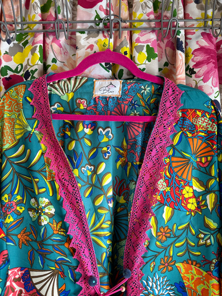 Tropical Raw Silk Kimono